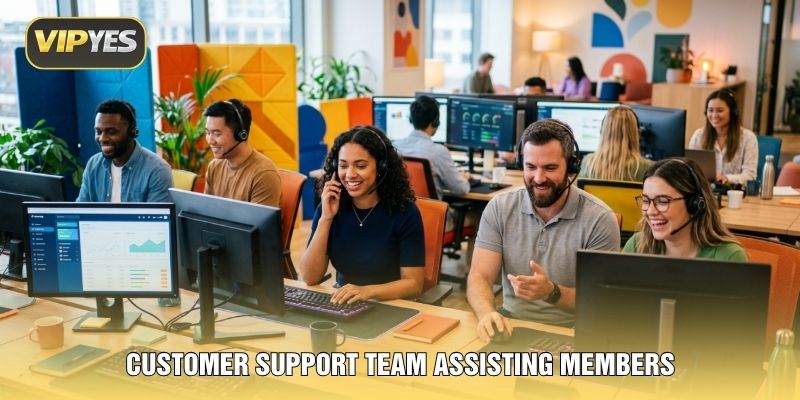 Customer support team assisting members