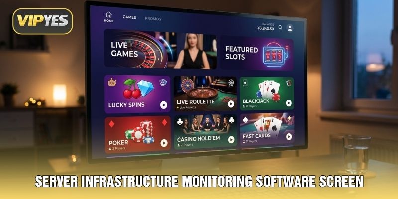 Server infrastructure monitoring software screen
