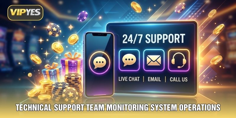 Technical support team monitoring system operations